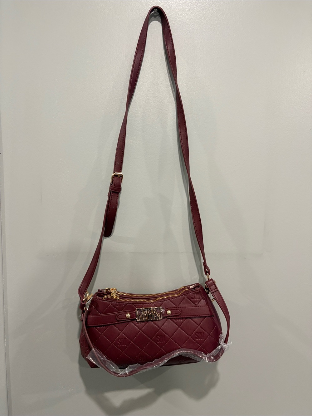 Steve Madden Quilted Burgundy Crossbody Bag